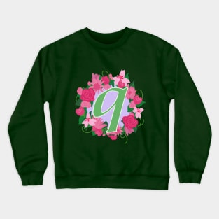 Monogram Q, Personalized Floral Initial Crewneck Sweatshirt